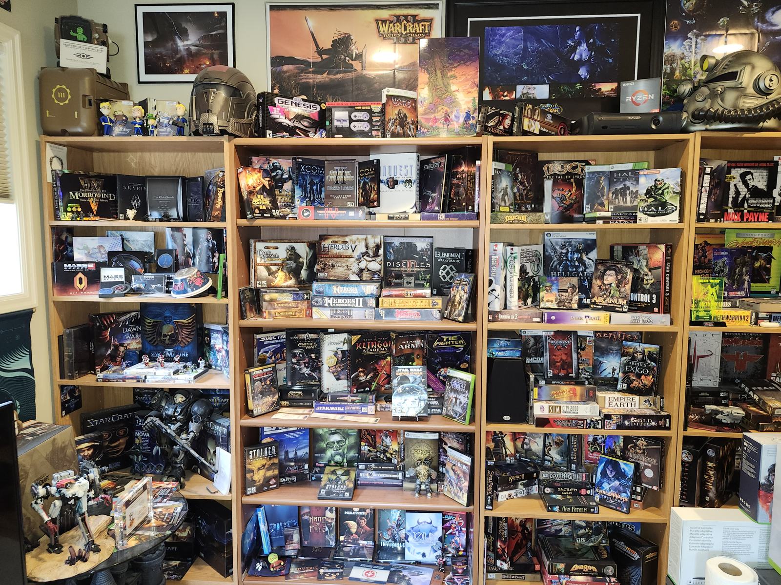 The shelves — physical media, still the backbone of the backlog