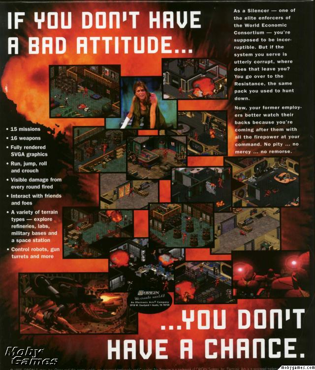 The back-of-box art — mission screenshots and the feature rundown.